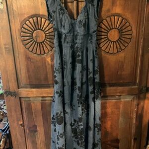 Free People blue and black Sleeveless V-Neck Maxi Dress